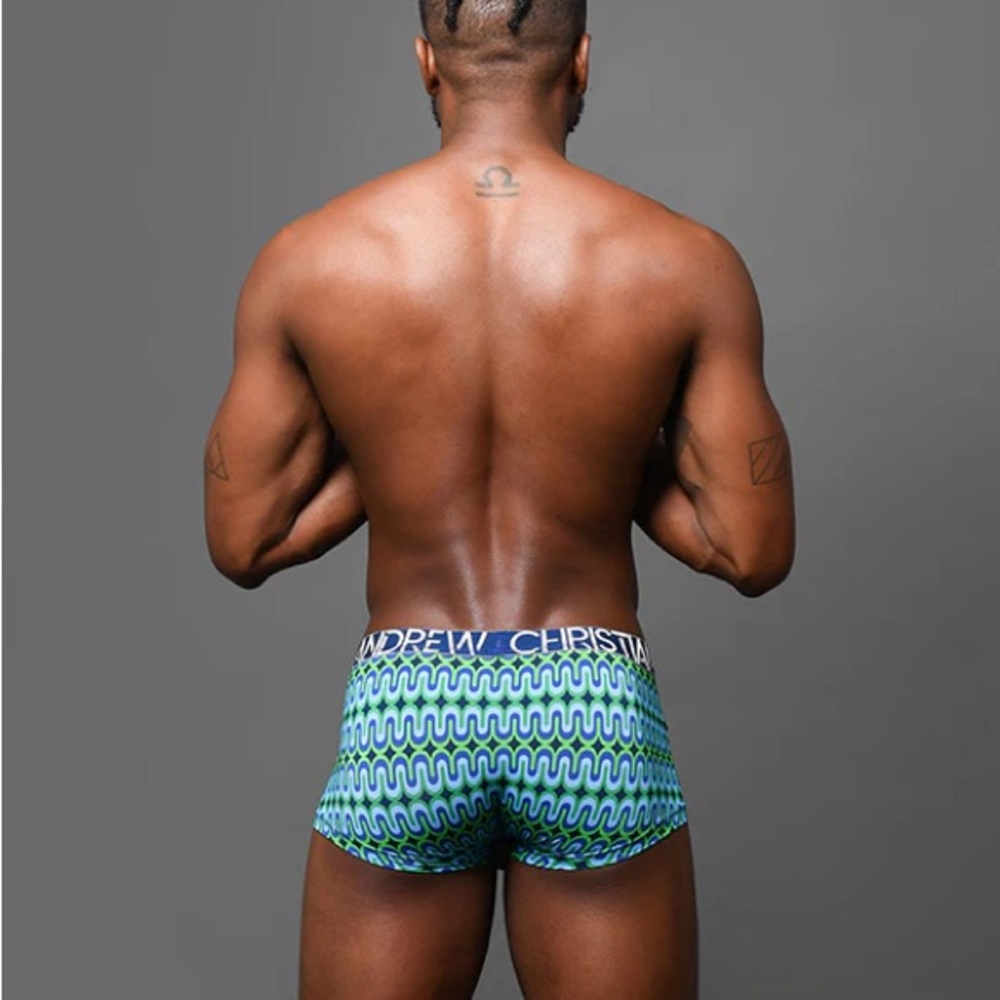 Andrew Christian Vibrant Blue and Green Boxer Briefs - Picture 6 of 6